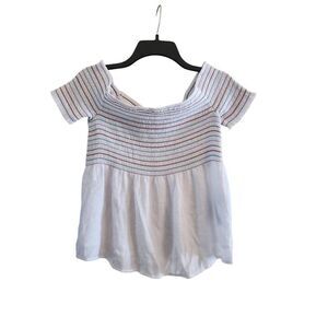 Guess Los Angeles off the shoulder baby doll top with elastic rouching size Medi
